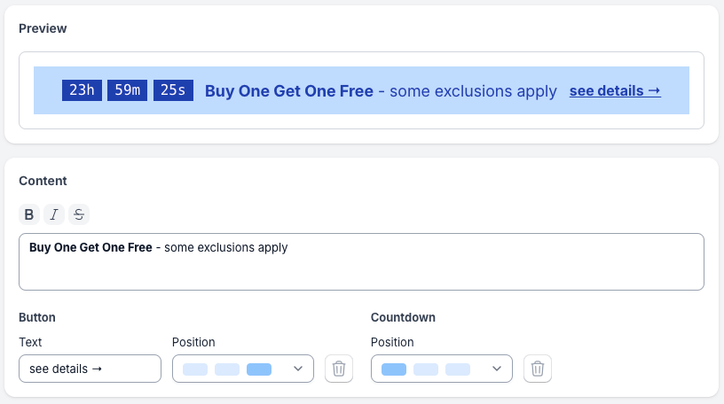 Bundle countdown timer