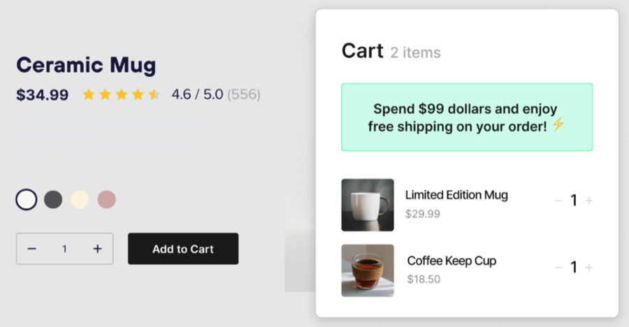 Cart drawer upsell announcement