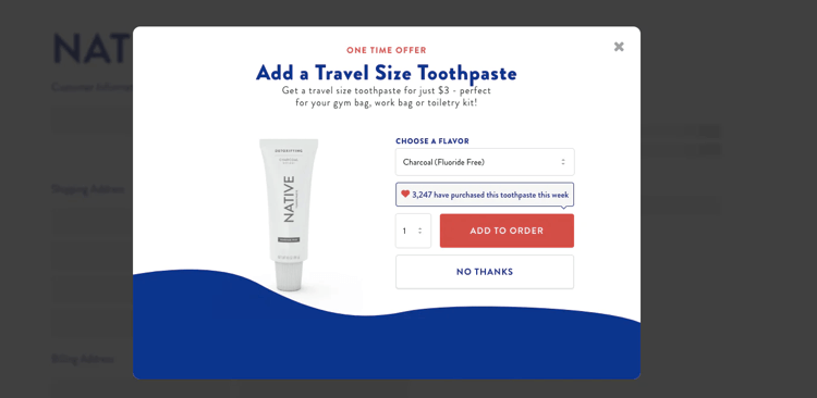 Customer purchase thank you offer from Native Deodorant.