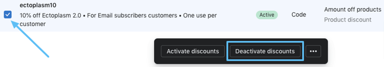 Deactivate discounts.