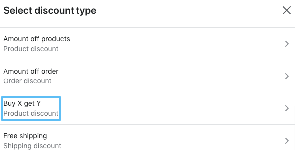 Buy X get Y discount type.