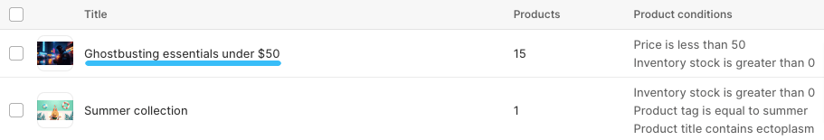 Edit automated Shopify collection