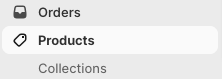 Shopify products menu