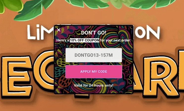Exit intent popup example
