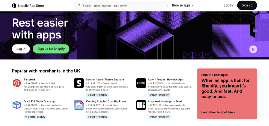 Shopify App Store Landing Page