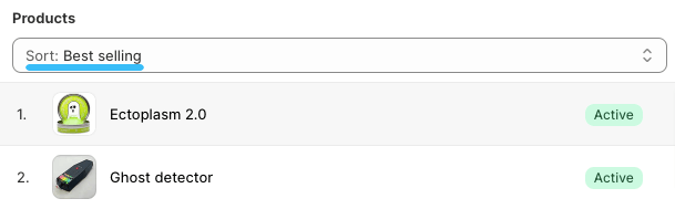 Sort by best selling