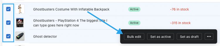 Shopify product bulk edit.