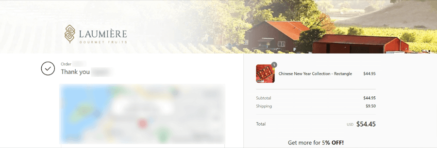 Laumiere thank you page cross-sell example