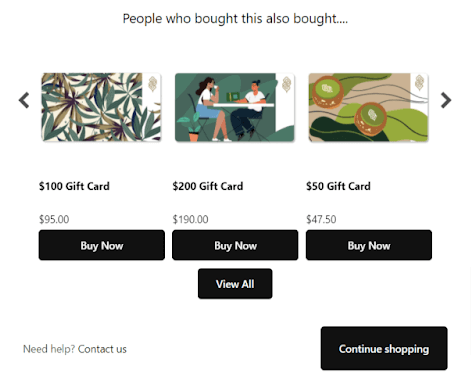 Thank you page cross-sell example