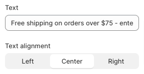 Shopify announcement bar message