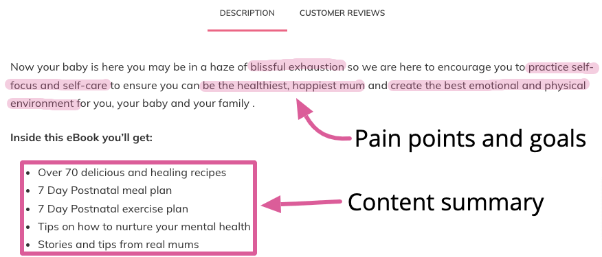 E-book product description example