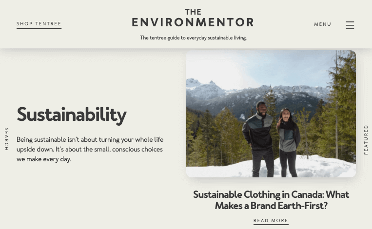 Shopify blog tag example Tentree